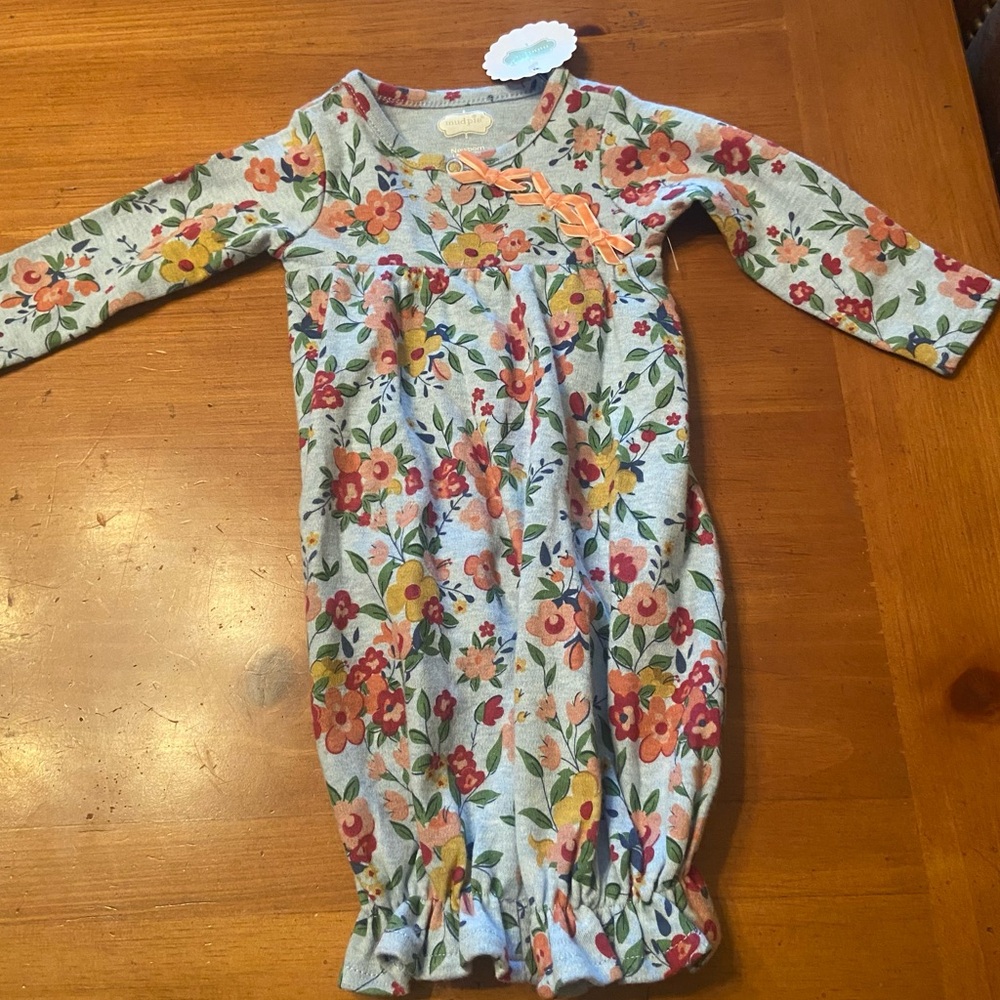 Mud Pie Newborn Fall Floral sleeper gown